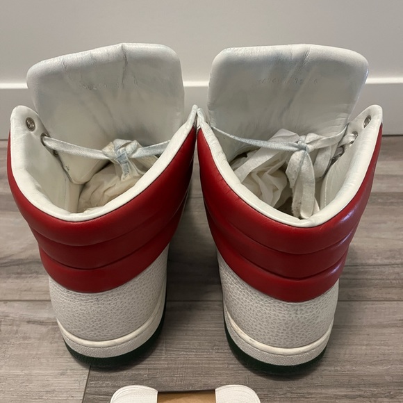 GUCCI Contrast Padded Leather High Top Sneakers Size 12G - Picture 6 of 8